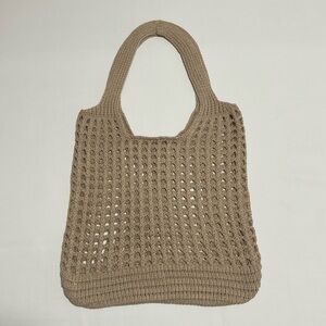 Beige Woven Crochet Shoulder Bag For Women